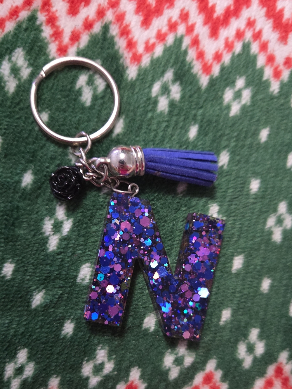 Personalized N Keychain Tassel Charm